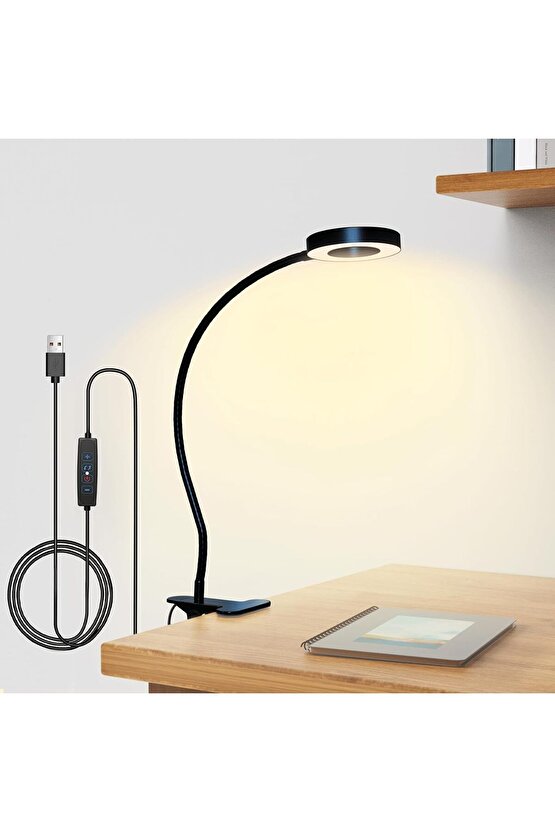 Çok Fonksiyonlu Akrobat  Klipsli Masa Lambası Ayarlanabilir Işık Seviyeli LED Çalışma Lambası