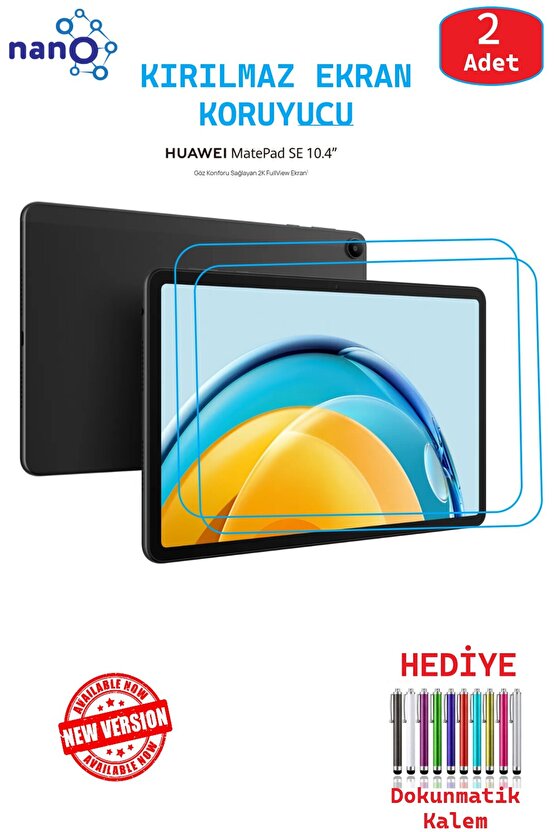 2 ADET Huawei Matepad SE 10.4 Tablet İçin Tam Uyumlu Ekran Koruyucu Cam Nano HD Esnek Kırılmaz