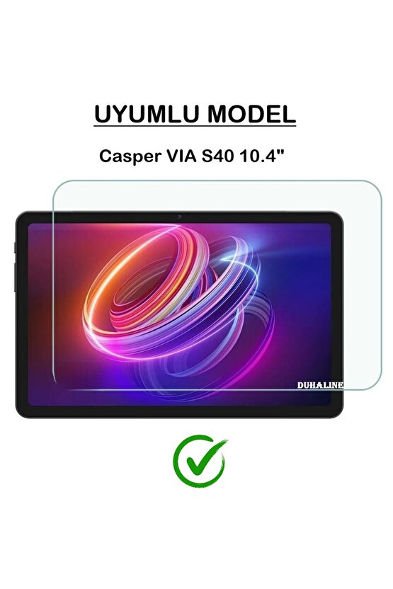 Casper VIA S40 10.4 Uyumlu Standlı Tablet Kılıfı + Kırılmaz Ekran Koruyucu+ Dokunmatik Kalem