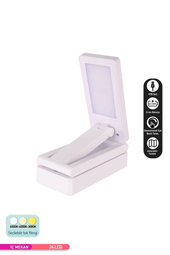 Şarjlı Katlanabilir LED Masa Lambası, Şiddeti Ayarlanabilir Dokunmatik Işık, Çalışma Okuma Işığı