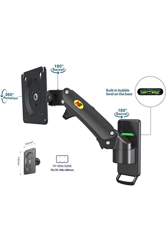 Asus TUF Gaming VG27VQ 27 Monitör NB F120 Güçlendirilmiş Amortisörlü Hareketli Duvar Askı Aparatı