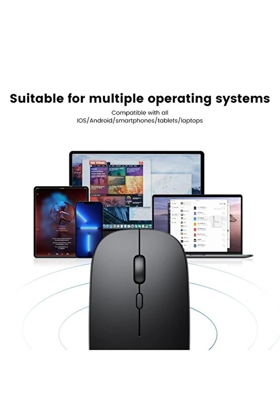 iPad Air 5.Nesil 10.9Tablet İçin Uyumlu Bluetooth Şarjlı 2.4Ghz Kablosuz Mouse Sessiz Tıklama