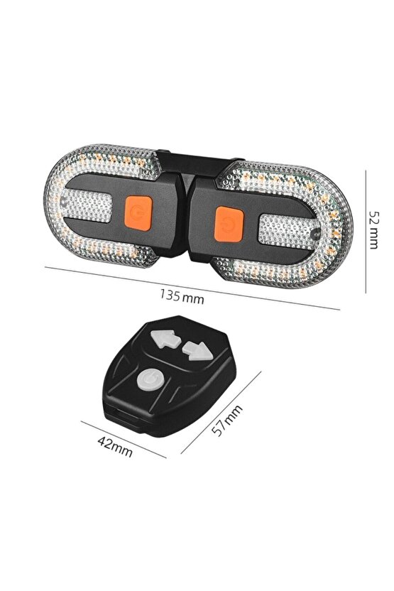 Bisiklet Dönüş Sinyali Şarj Edilebilir Bisiklet Arka Led Uyarı Işığı Uzaktan Kumanda 5 Modlu