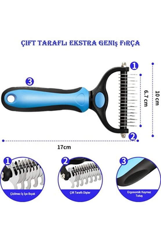 Kedi Köpek Tarağı Tüy Topak Açıcı Çift Taraflı Metal Dişli Evcil Hayvan Bakım Fırçası Tarağ