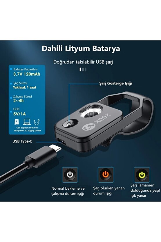 200x Hd Led Işıklı Taşınabilir Cep Telefonu Mikroskobu Cpl Lens (siyah)
