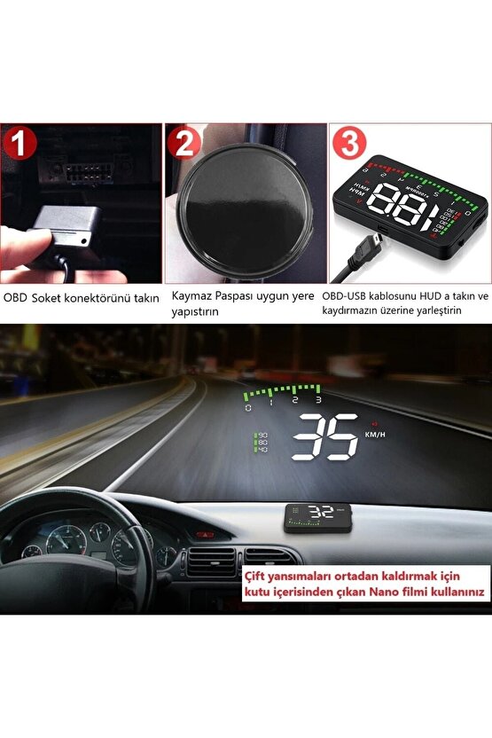 Honda City-civic Araba Için Harici Bilgi Ekranı Göstergesi Hub Hararet Sıcaklık Motor Devri Hız Akü