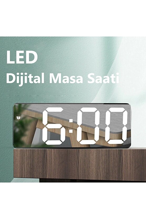 Led Dijital Masa Saati Takvim- Alarm- Termometre-aynalı