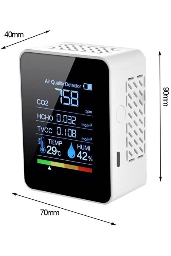 Hava Dedektörü Hava Kalite Karbondioksit Ölçüm Cihazı 5i 1 Arada