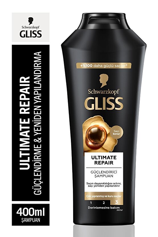 Ultimate Repair Keratin içeren Derinlemesine Güçlendirici Şampuan 400 ml Yıpranmış Kuru Saçlar