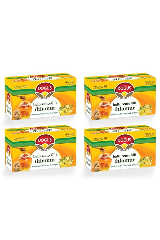 Ballı Zencefilli Ihlamur Bitki Bardak Poşet Çayı 20li X 4 Adet