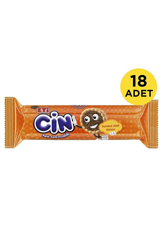 Cin Tek Lokmalık Bisküvi Portakal Jöleli 114 g x 18 Adet