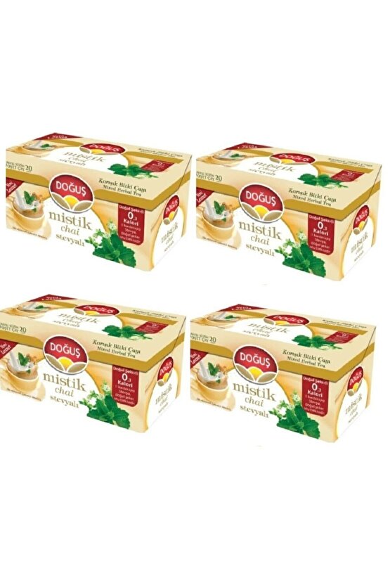 Doğuş Stevyalı Mistik Chai 4 Kutu 20li Süzen Poşet Sallama Bitki Çayı