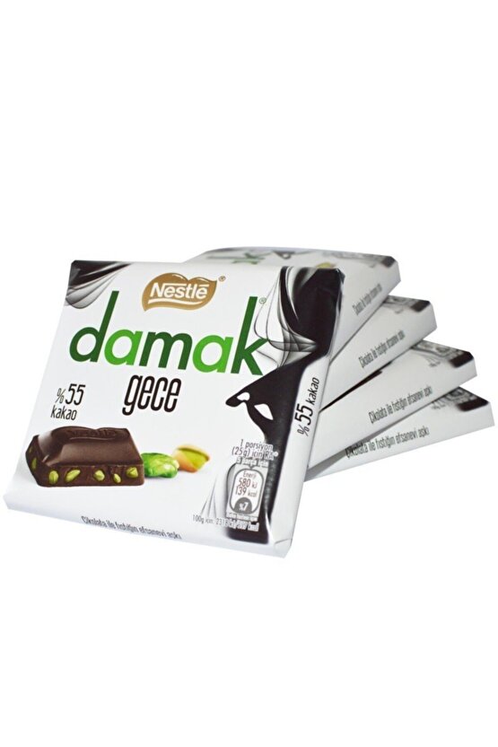 Damak Gece Antep Fıstıklı Bitter Çikolata 60 Gr 6lı Paket