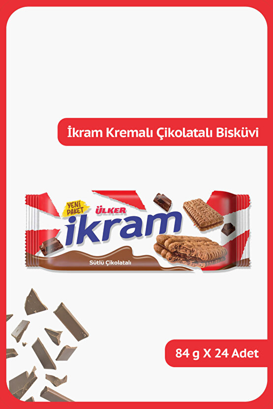 İKRAM Sütlü Çikolata Kremalı Bisküvi - 84 gram - 24 Adet