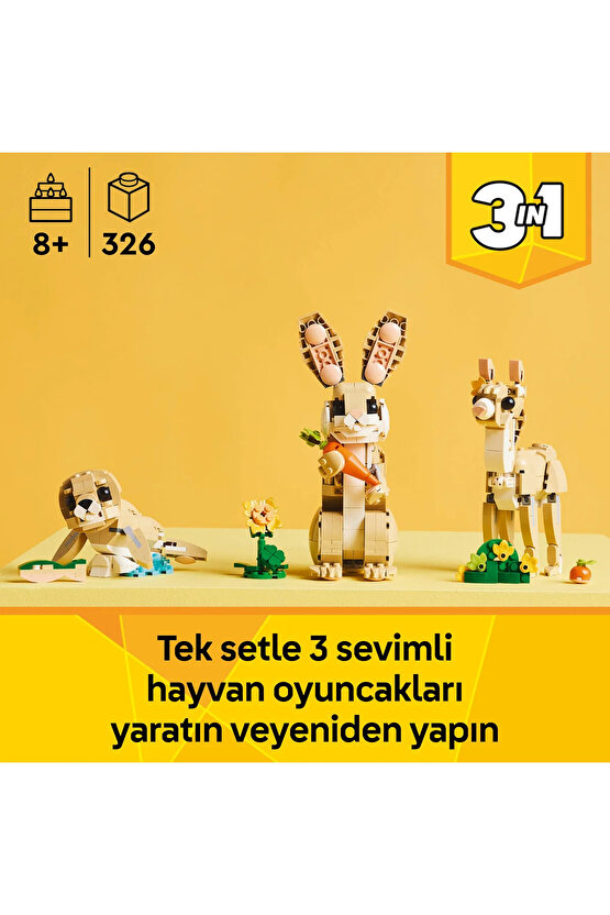 ® Creator 3’ü 1 Arada Sevimli Tavşan 31162 - 8+ Çocuklar için Yaratıcı Oyuncak Yapım Seti (326P)