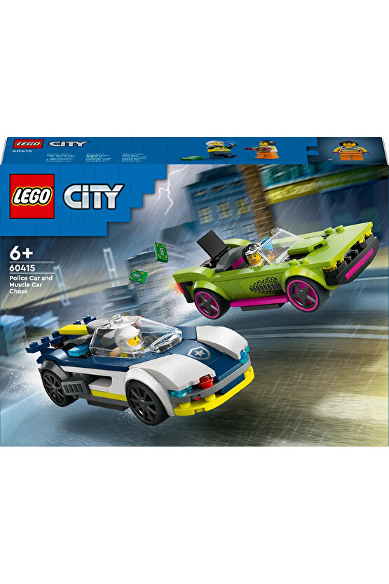 ® City Polis Arabası ve Spor Araba Takibi 60415- 6+ Çocuklar için Yaratıcı Oyuncak Yapım Seti (213P)