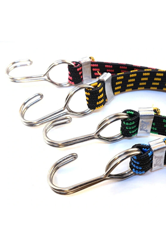 4 Adet Bagaj Lastiği 5x15x100Cm Çelik Kancalı A+++ Kalite