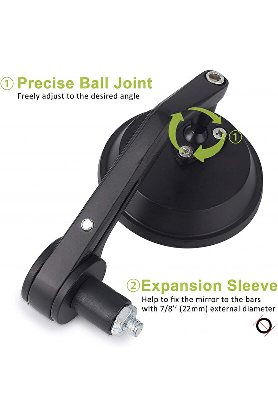 Modifiye Gidon Bağlantılı Oval Ayna Tk Siyah Cafe Racer