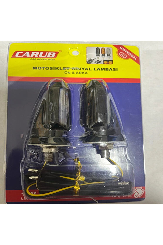 Motosiklet Sinyal Lamba Üniversal 12V Füme Cam Sarı Led 2Li