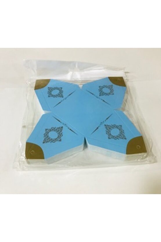 Mavi Altın Piramit Lokum Kutusu 50 Adet