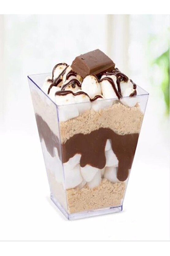 Prizma Mini Mika Plastik Sunum Kabı Kübik Kase 200cc - 25 Adet