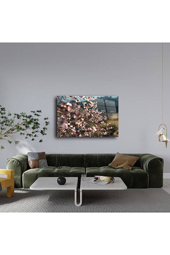 Pastoral Çiçekli Cam Tablo