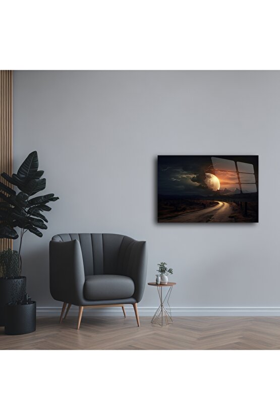 Cam Tablo Ay Manzarası