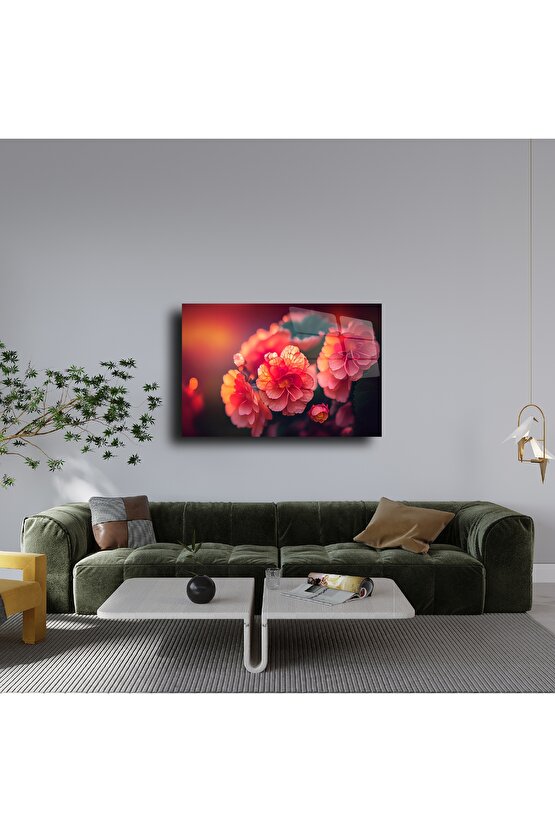 Cam Tablo Çiçek Duvar Sanatı