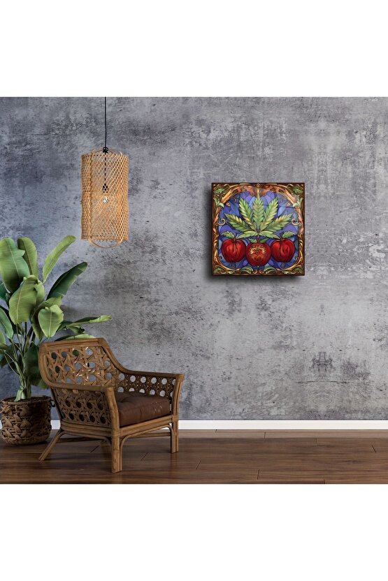 Elma ve Bitki Desenli Duvar Sanatı