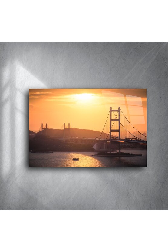 Günbatımı Manzaralı Modern Cam Tablo