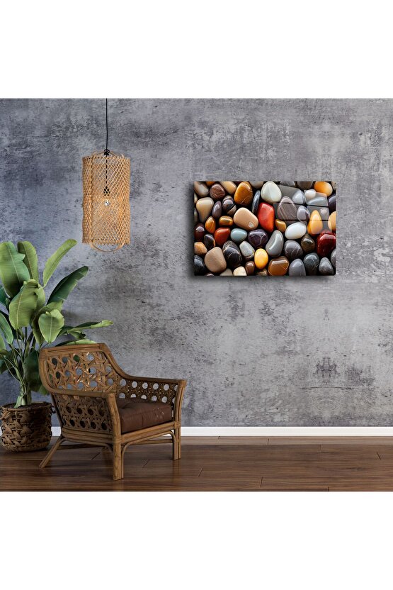 Doğal Renkli Taş Desenli Temperli Cam Tablo