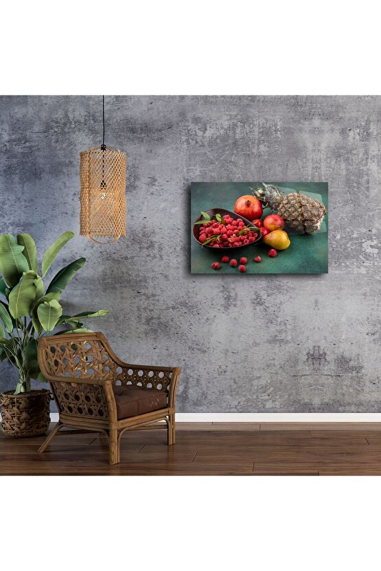 Renkli Tropikal Meyve Fotoğraflı Cam Tablo