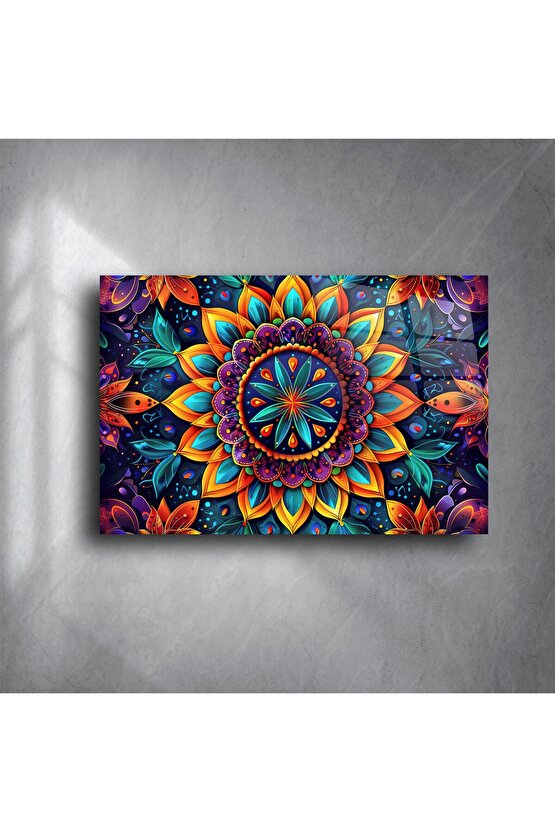 Renkli Mandala Cam Tablo
