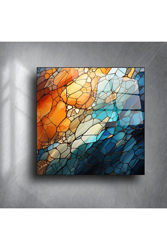 Soyut Renkli Cam Duvar Tablosu