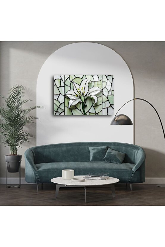 El Yapımı Vitray Zambak Duvar Sanatı Paneli