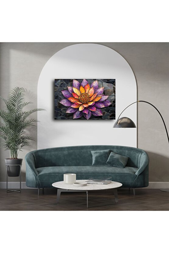 Lotus Çiçeği Cam Duvar Tablosu