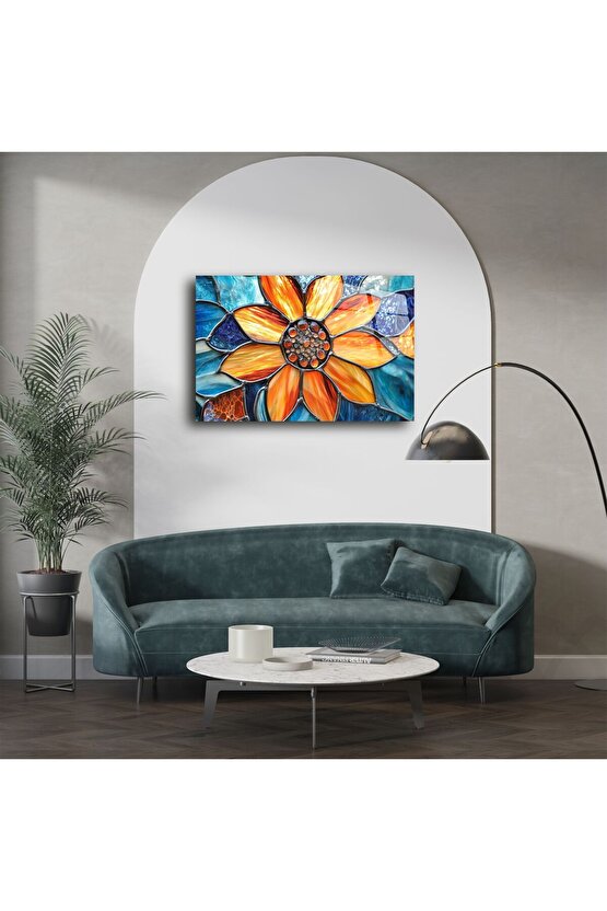 El Yapımı Renkli Cam Mozaik Çiçek Duvar Sanatı