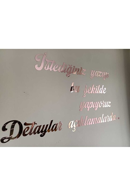 Kişiye Özel Yazı, Yapışkanlı Aynalı Rose Gold Pleksi Duvar Yazısı (HER 50 HARF IÇİN 1 ÜRÜN)