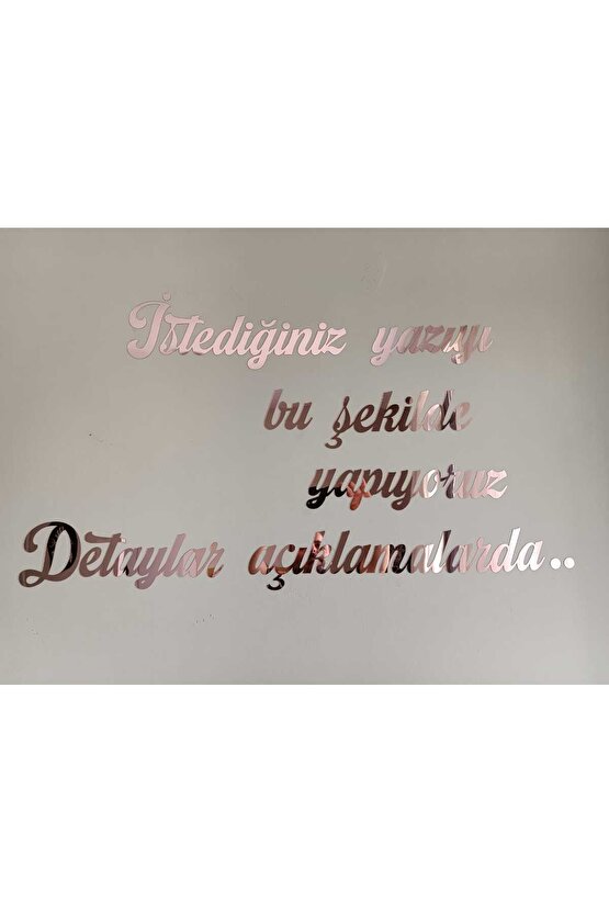 Kişiye Özel Yazı, Yapışkanlı Aynalı Rose Gold Pleksi Duvar Yazısı (HER 50 HARF IÇİN 1 ÜRÜN)