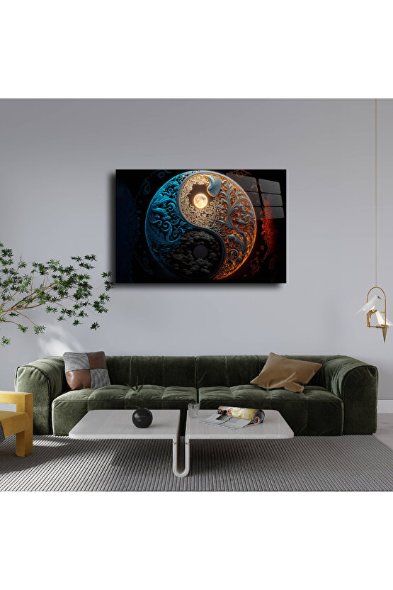 Ying Yang Enerji Cam Tablo Duvar Dekoru