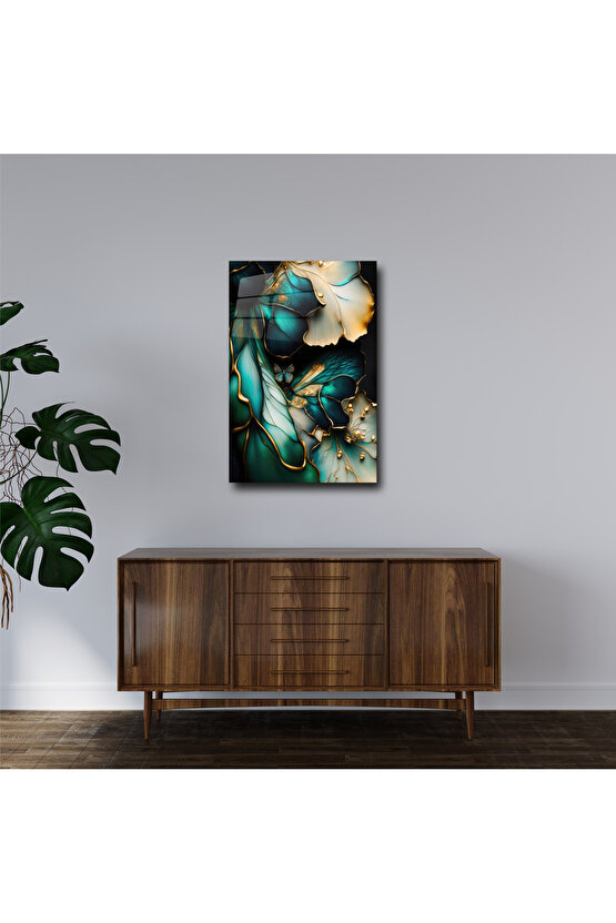 Mermer Desenli Cam Tablo Duvar Dekoru