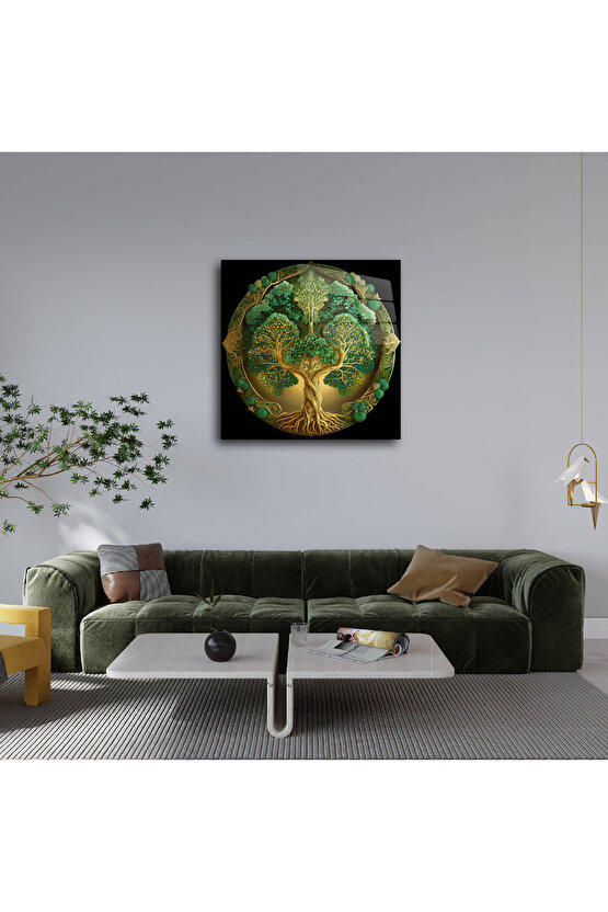 Hayat Ağacı Görseli Cam Tablo Duvar Dekoru 3