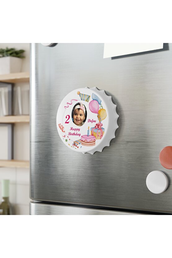50 Adet Kapak Açacak Resimli Kişiye Özel Magnet Buzdolabı Süsü, Doğum Günü Çocuk 5