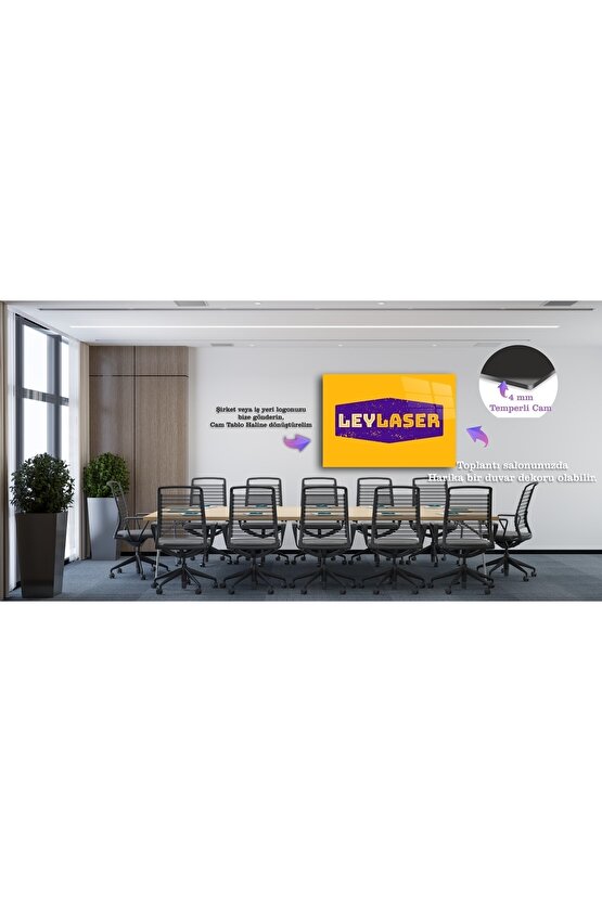 Kişiye Özel Şirket Logolu 4 mm temperli Kırılmaz Cam Tablo, Duvar Süsü, Ofis Duvar Dekoru, Logonuzu