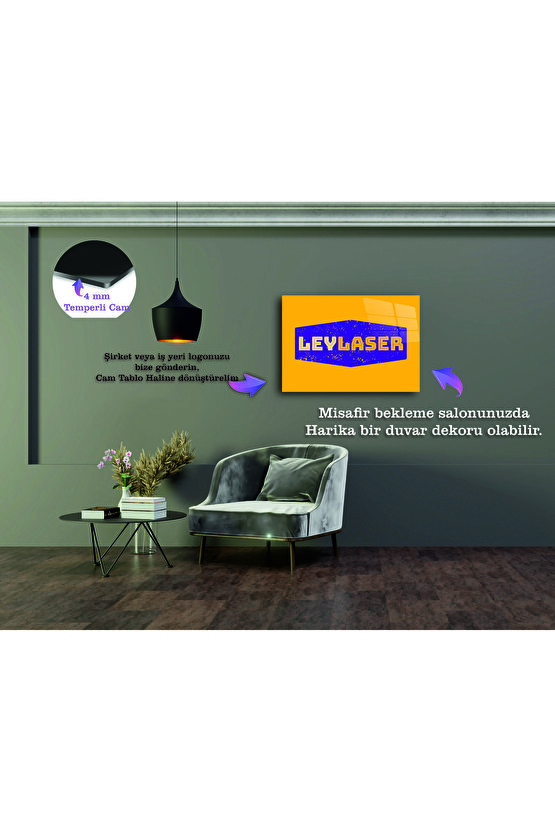 Kişiye Özel Şirket Logolu 4 mm temperli Kırılmaz Cam Tablo, Duvar Süsü, Ofis Duvar Dekoru, Logonuzu