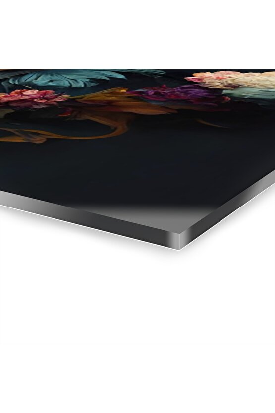 Renkli Çiçekler Cam Tablo Duvar Dekoru 5