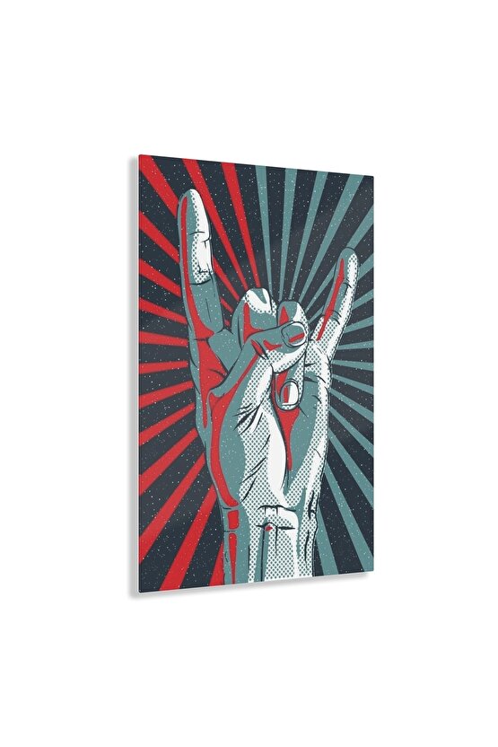 Metal Rock Devil Horns Cam Tablo Duvar Dekoru