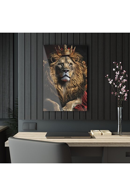 Aslan Kral Cam Tablo Duvar Dekoru