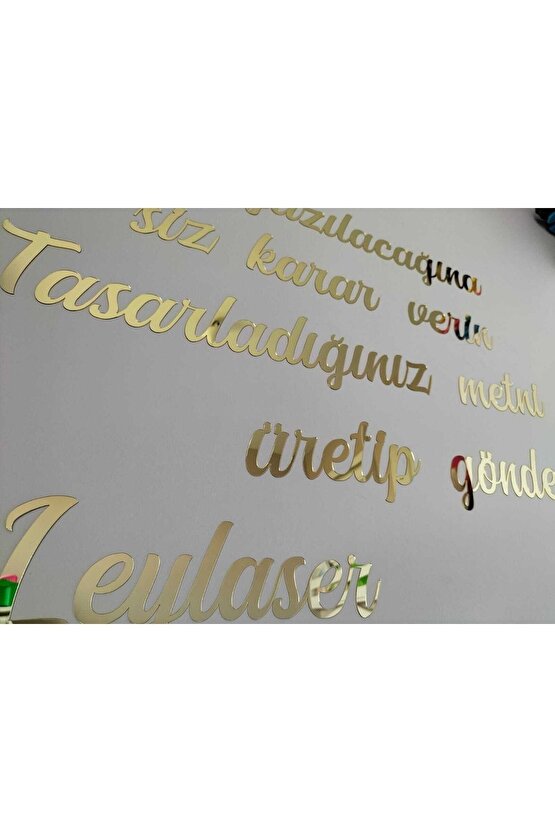 Kişiye Özel Yazı, Kendinden Yapışkanlı Aynalı Gold Pleksi Duvar Yazısı (HER 50 HARF IÇİN 1 ÜRÜN)