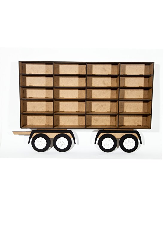 Sadece Arka Vagon Ham Mdf Çocuk Odası Ahşap Kamyon Araba Rafı 20 Arabalık